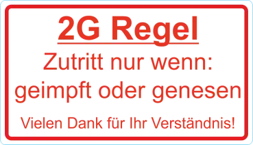 2G Regel Schild als Aufkleber
